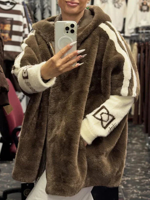 Valeria™ – Elegancka Futrzana Kurtka z Kapturem