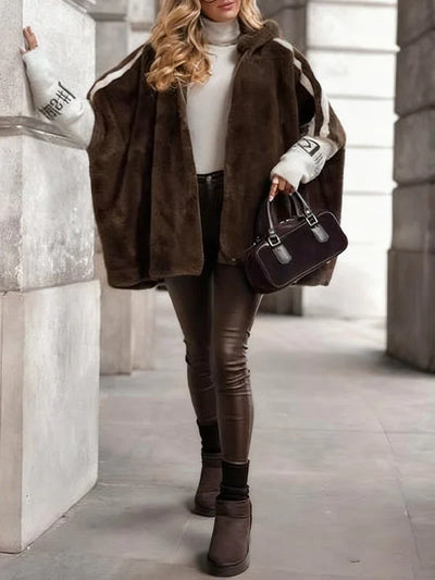 Valeria™ – Elegancka Futrzana Kurtka z Kapturem